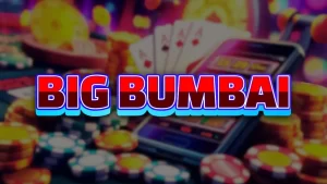 on text is a blurry background with card and casino chips and a text "big bumbai"